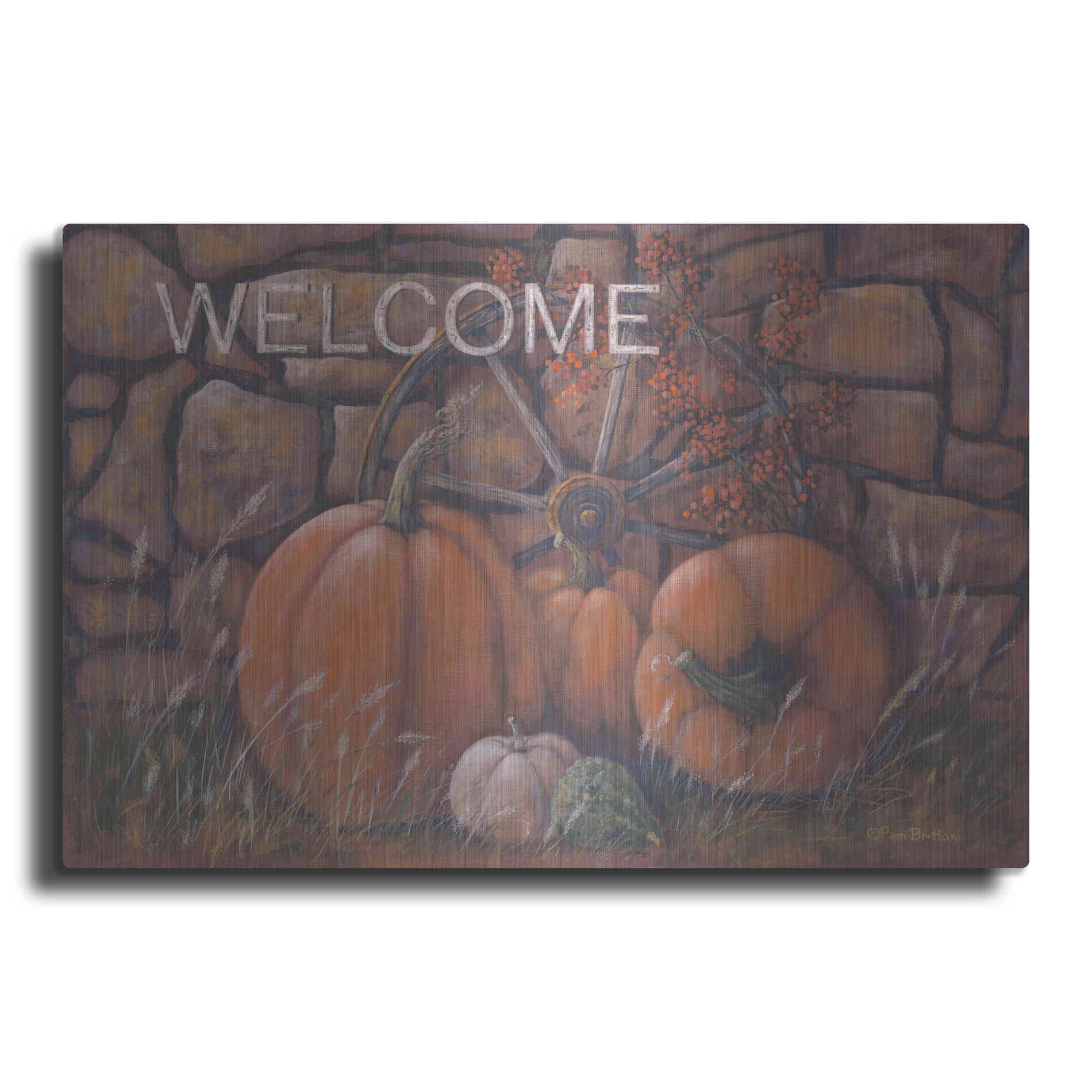 Luxe Metal Art 'Autumn Welcome' by Pam Britton, Metal Wall Art