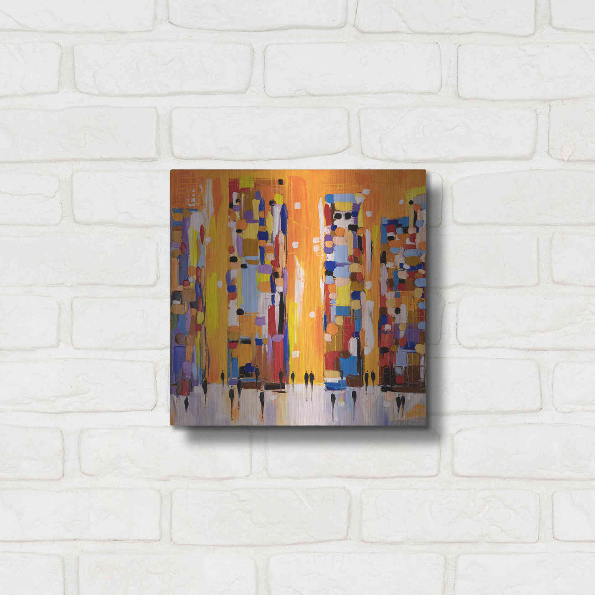 Luxe Metal Art 'Orange Sunset' by Ekaterina Ermilkina, Metal Wall Art,12x12