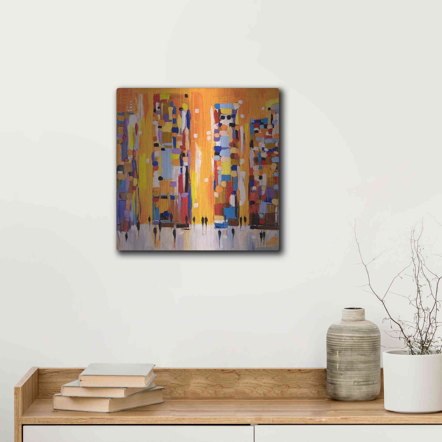 Luxe Metal Art 'Orange Sunset' by Ekaterina Ermilkina, Metal Wall Art,12x12