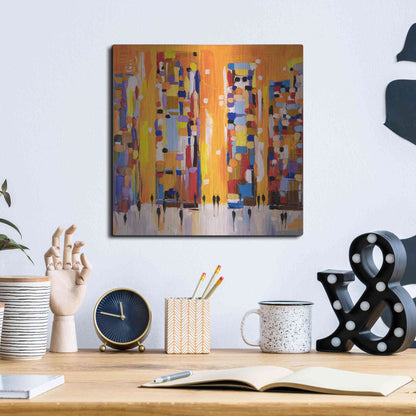 Luxe Metal Art 'Orange Sunset' by Ekaterina Ermilkina, Metal Wall Art,12x12