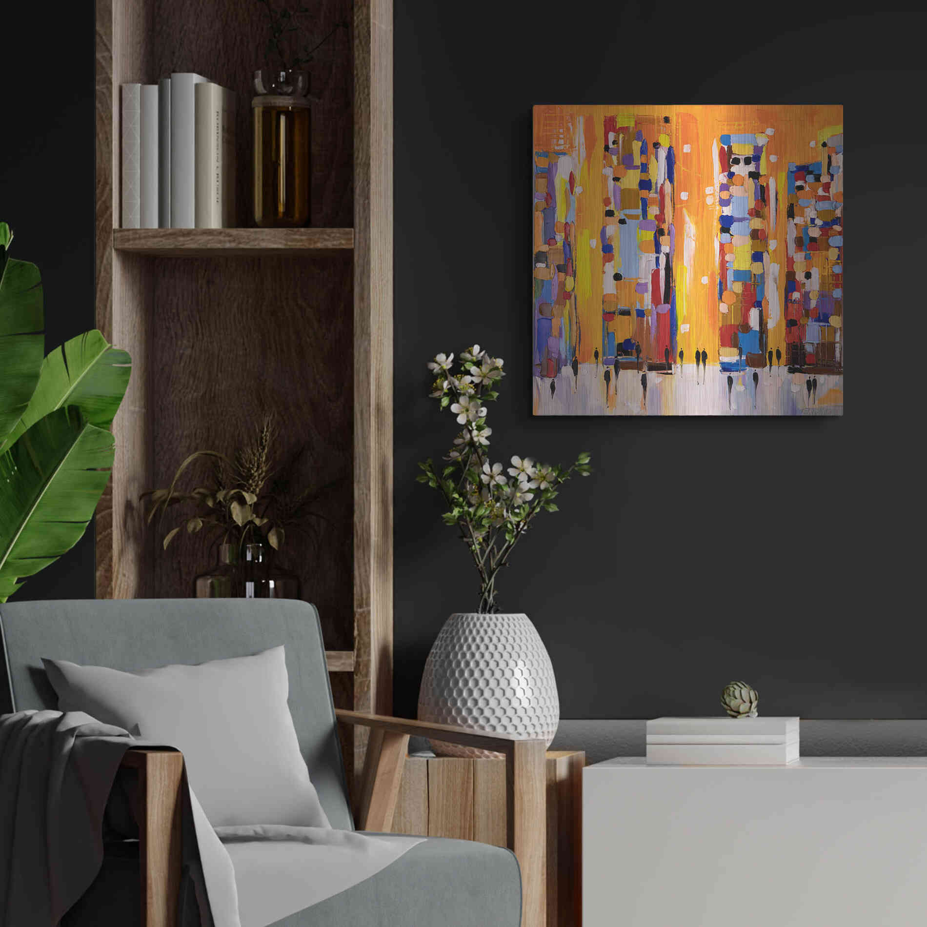 Luxe Metal Art 'Orange Sunset' by Ekaterina Ermilkina, Metal Wall Art,24x24