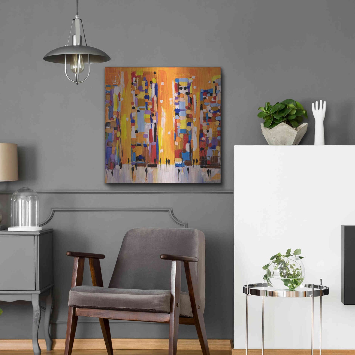 Luxe Metal Art 'Orange Sunset' by Ekaterina Ermilkina, Metal Wall Art,24x24