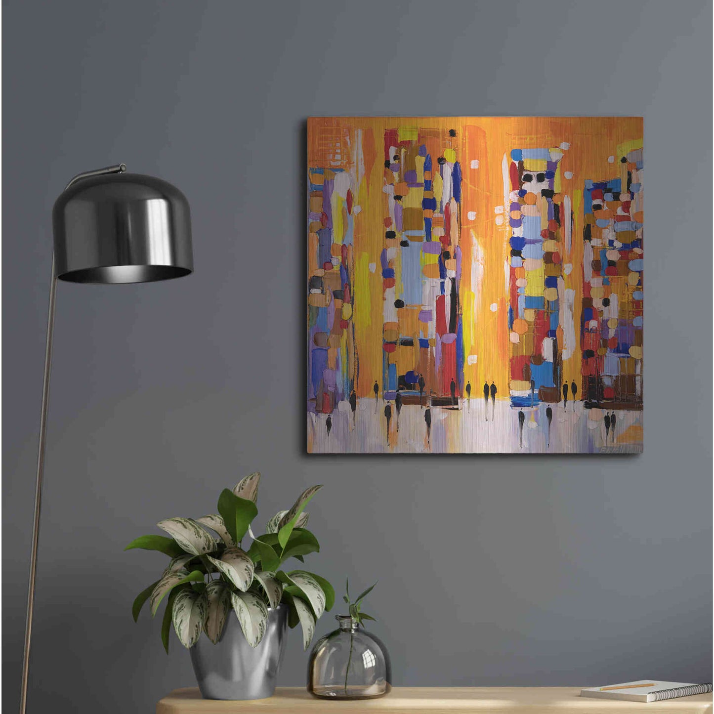 Luxe Metal Art 'Orange Sunset' by Ekaterina Ermilkina, Metal Wall Art,24x24