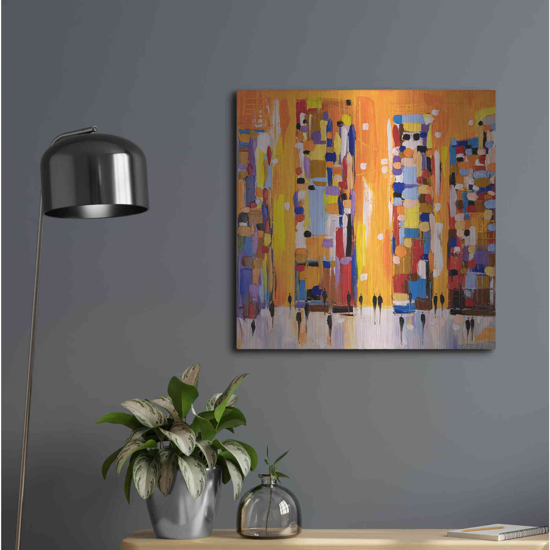 Luxe Metal Art 'Orange Sunset' by Ekaterina Ermilkina, Metal Wall Art,24x24