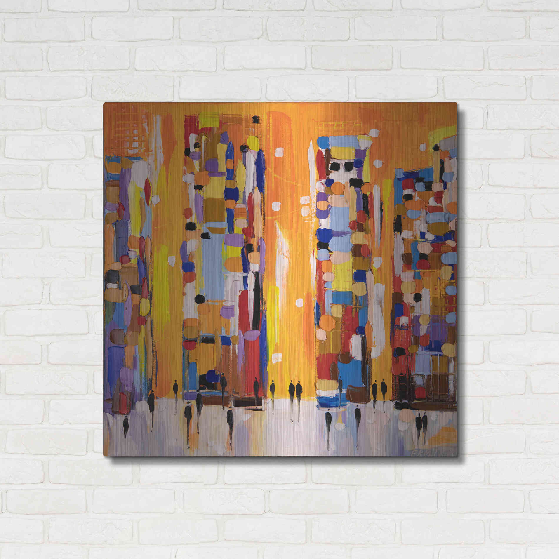 Luxe Metal Art 'Orange Sunset' by Ekaterina Ermilkina, Metal Wall Art,36x36