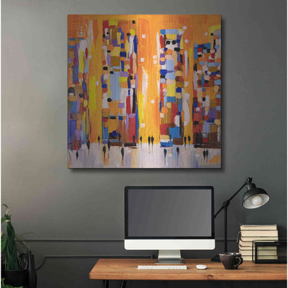 Luxe Metal Art 'Orange Sunset' by Ekaterina Ermilkina, Metal Wall Art,36x36