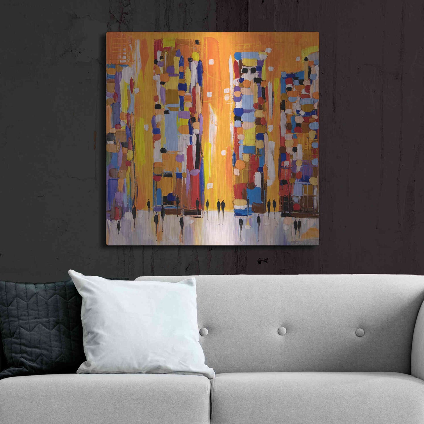Luxe Metal Art 'Orange Sunset' by Ekaterina Ermilkina, Metal Wall Art,36x36