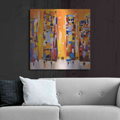 Luxe Metal Art 'Orange Sunset' by Ekaterina Ermilkina, Metal Wall Art,36x36