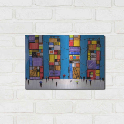 Luxe Metal Art 'Rainy Night Walk' by Ekaterina Ermilkina, Metal Wall Art,16x12