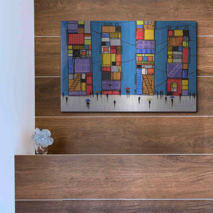 Luxe Metal Art 'Rainy Night Walk' by Ekaterina Ermilkina, Metal Wall Art,16x12