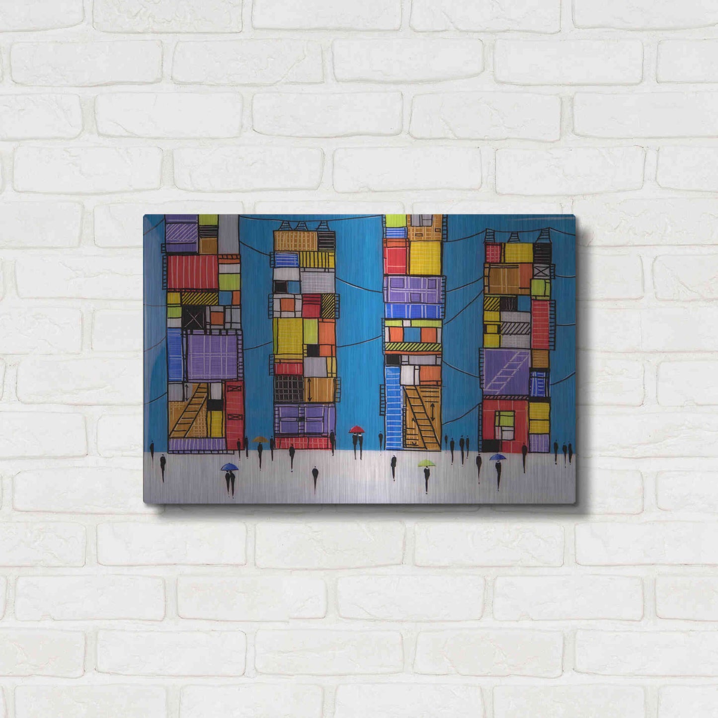 Luxe Metal Art 'Rainy Night Walk' by Ekaterina Ermilkina, Metal Wall Art,24x16