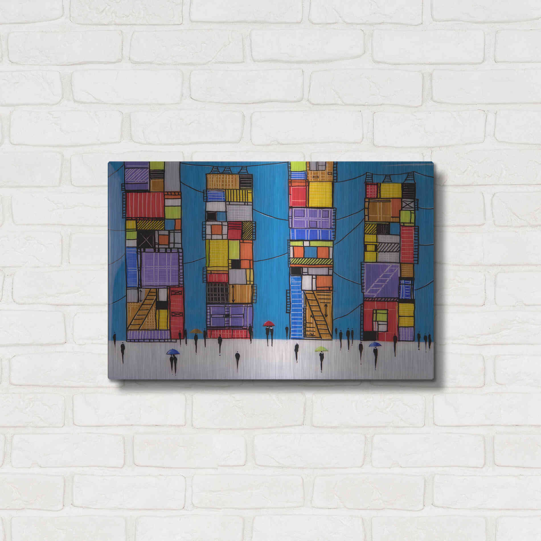 Luxe Metal Art 'Rainy Night Walk' by Ekaterina Ermilkina, Metal Wall Art,24x16