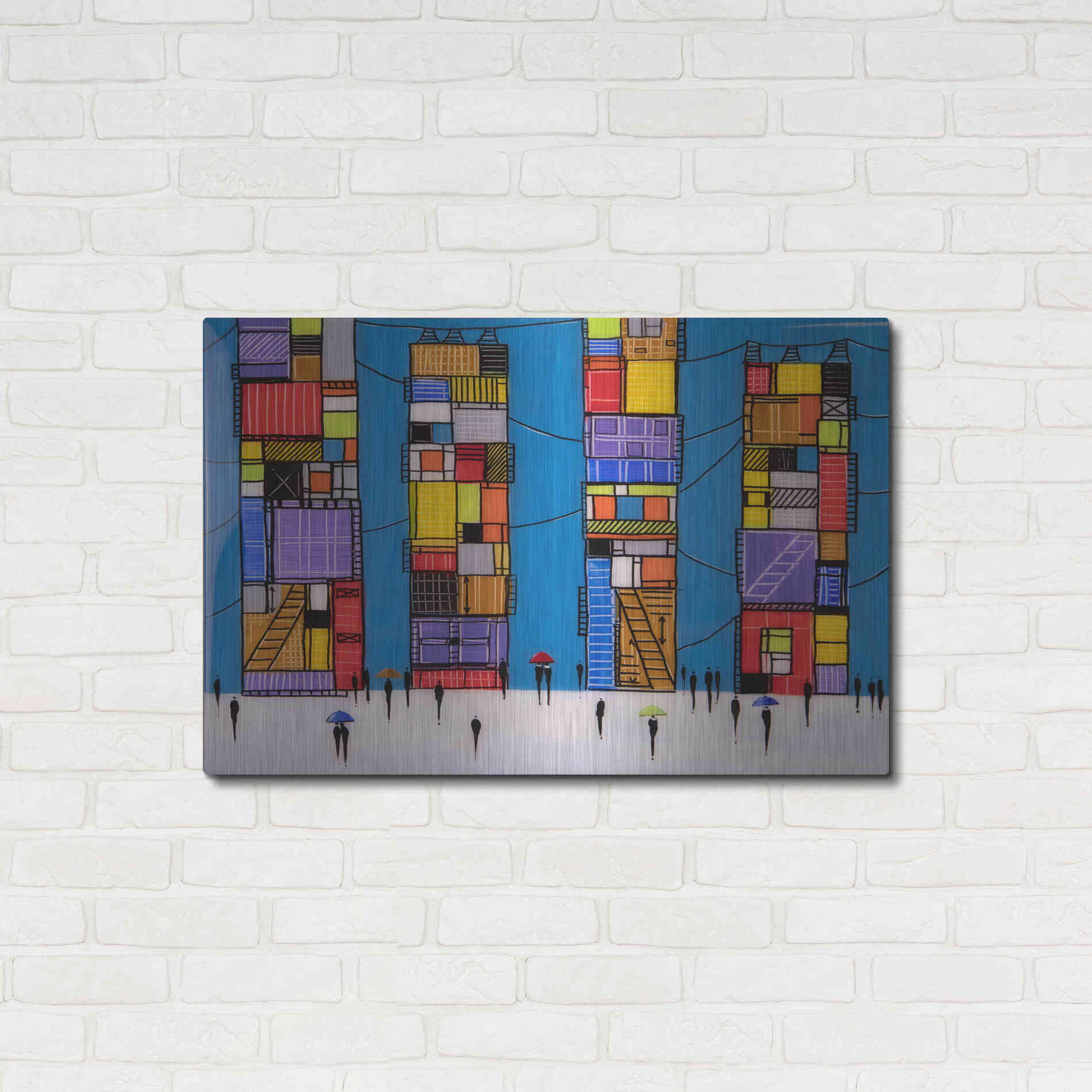 Luxe Metal Art 'Rainy Night Walk' by Ekaterina Ermilkina, Metal Wall Art,36x24