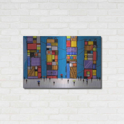 Luxe Metal Art 'Rainy Night Walk' by Ekaterina Ermilkina, Metal Wall Art,36x24