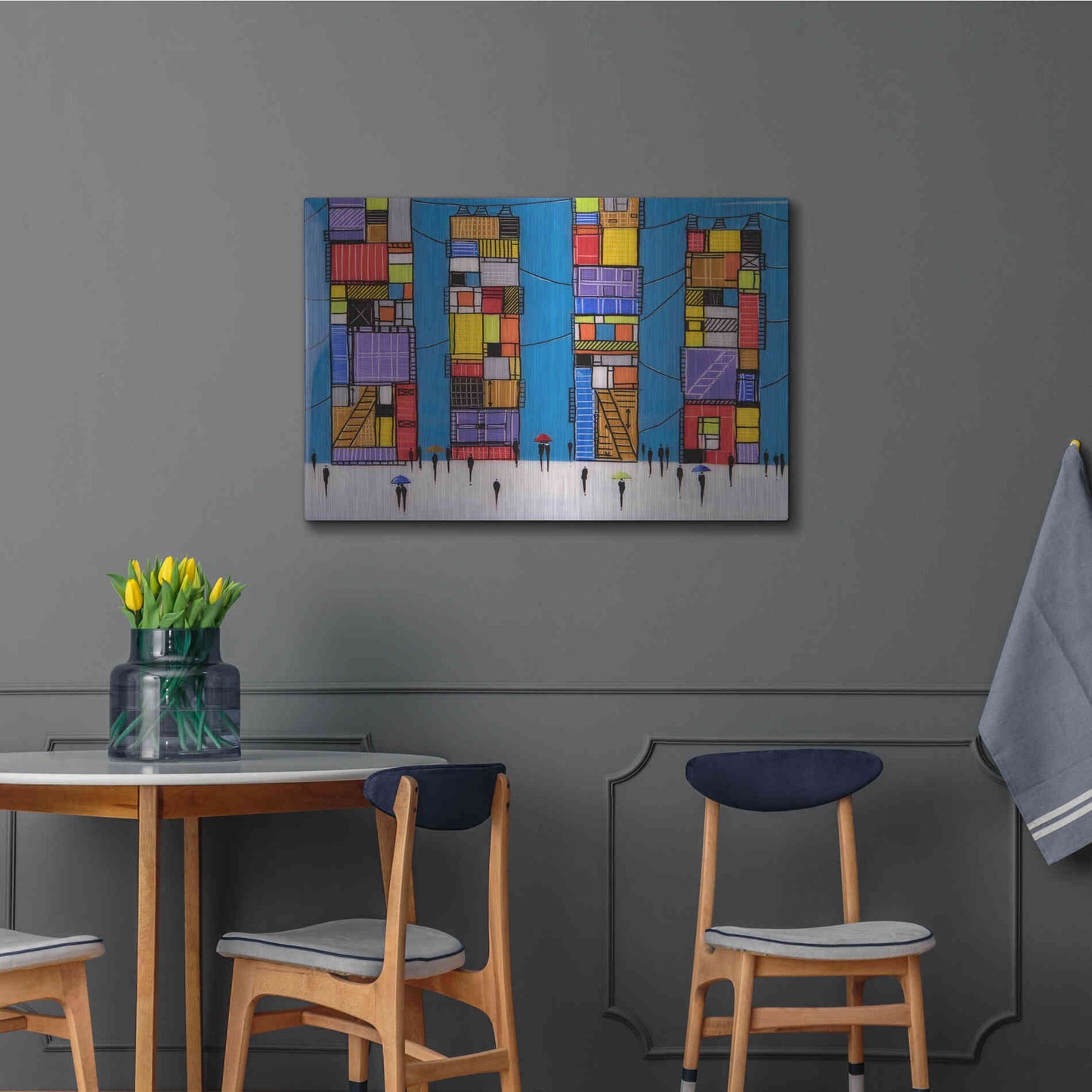 Luxe Metal Art 'Rainy Night Walk' by Ekaterina Ermilkina, Metal Wall Art,36x24