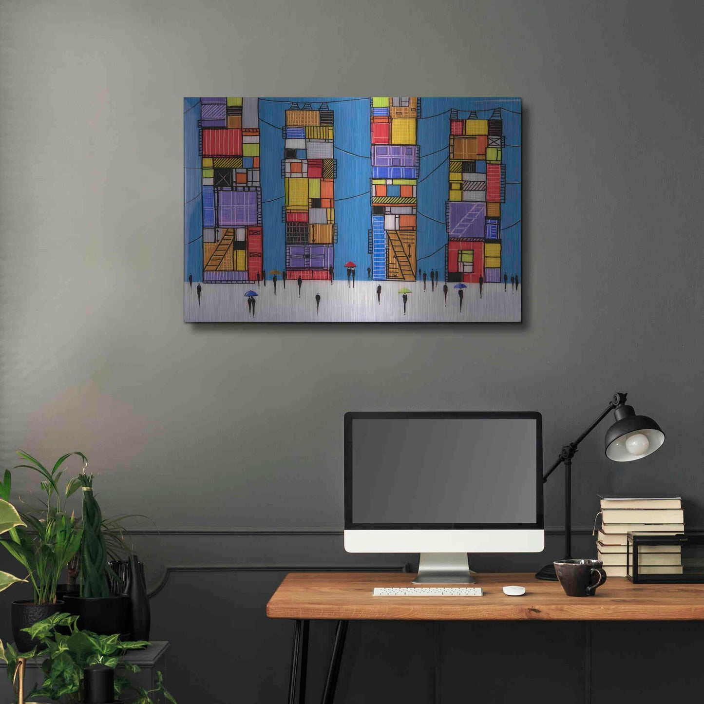 Luxe Metal Art 'Rainy Night Walk' by Ekaterina Ermilkina, Metal Wall Art,36x24