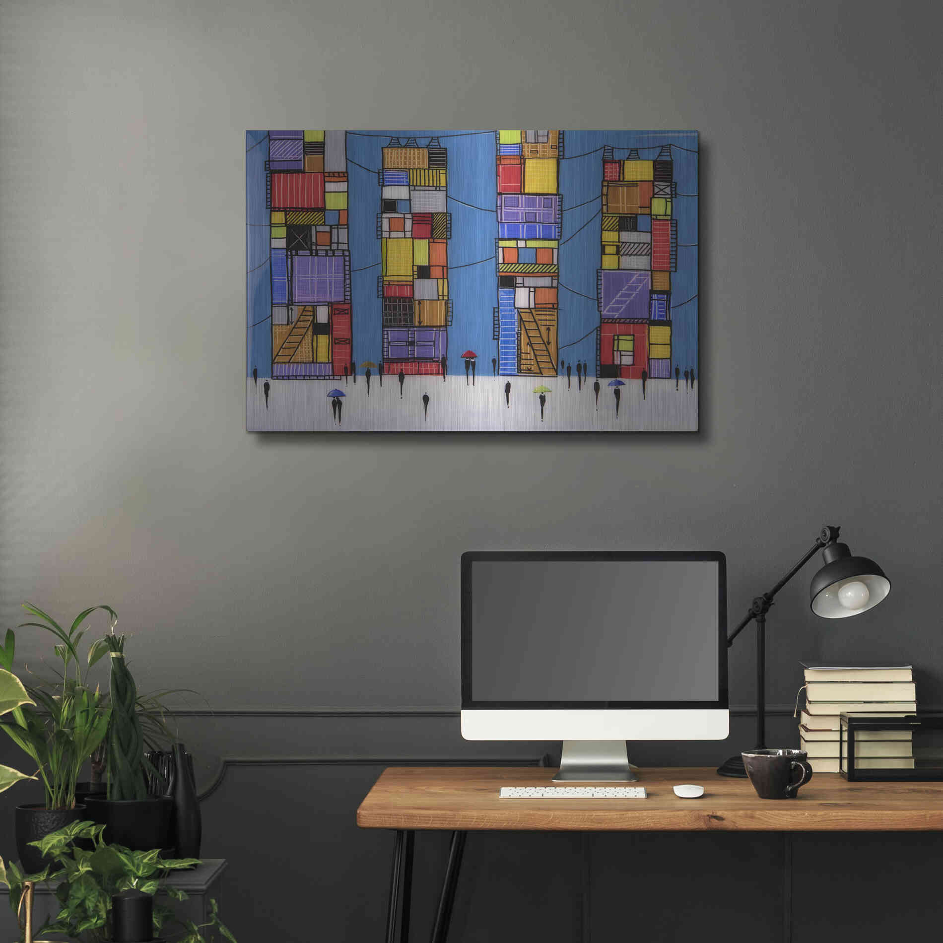 Luxe Metal Art 'Rainy Night Walk' by Ekaterina Ermilkina, Metal Wall Art,36x24