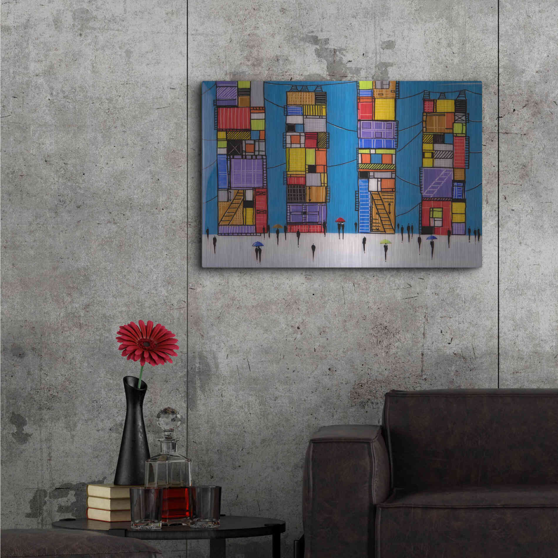 Luxe Metal Art 'Rainy Night Walk' by Ekaterina Ermilkina, Metal Wall Art,36x24