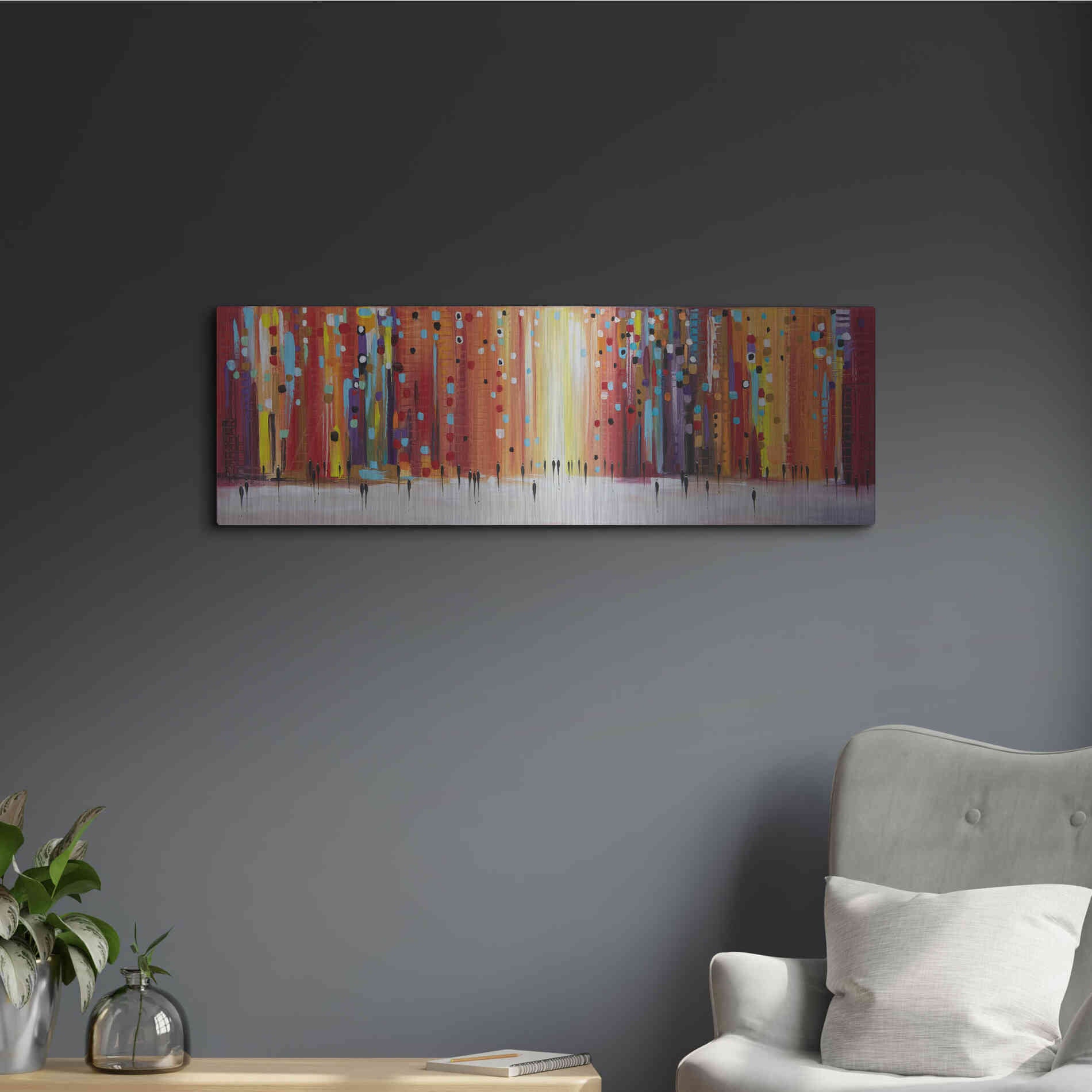 Luxe Metal Art 'Late Sunset' by Ekaterina Ermilkina, Metal Wall Art,36x12