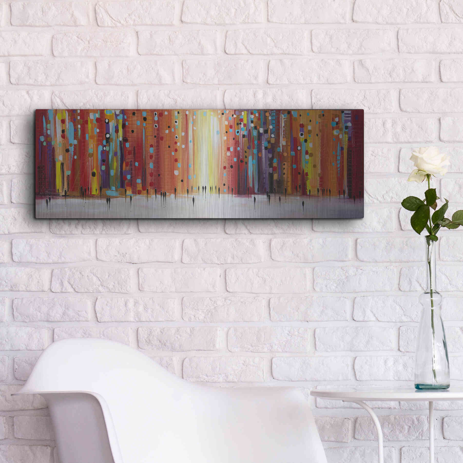 Luxe Metal Art 'Late Sunset' by Ekaterina Ermilkina, Metal Wall Art,36x12