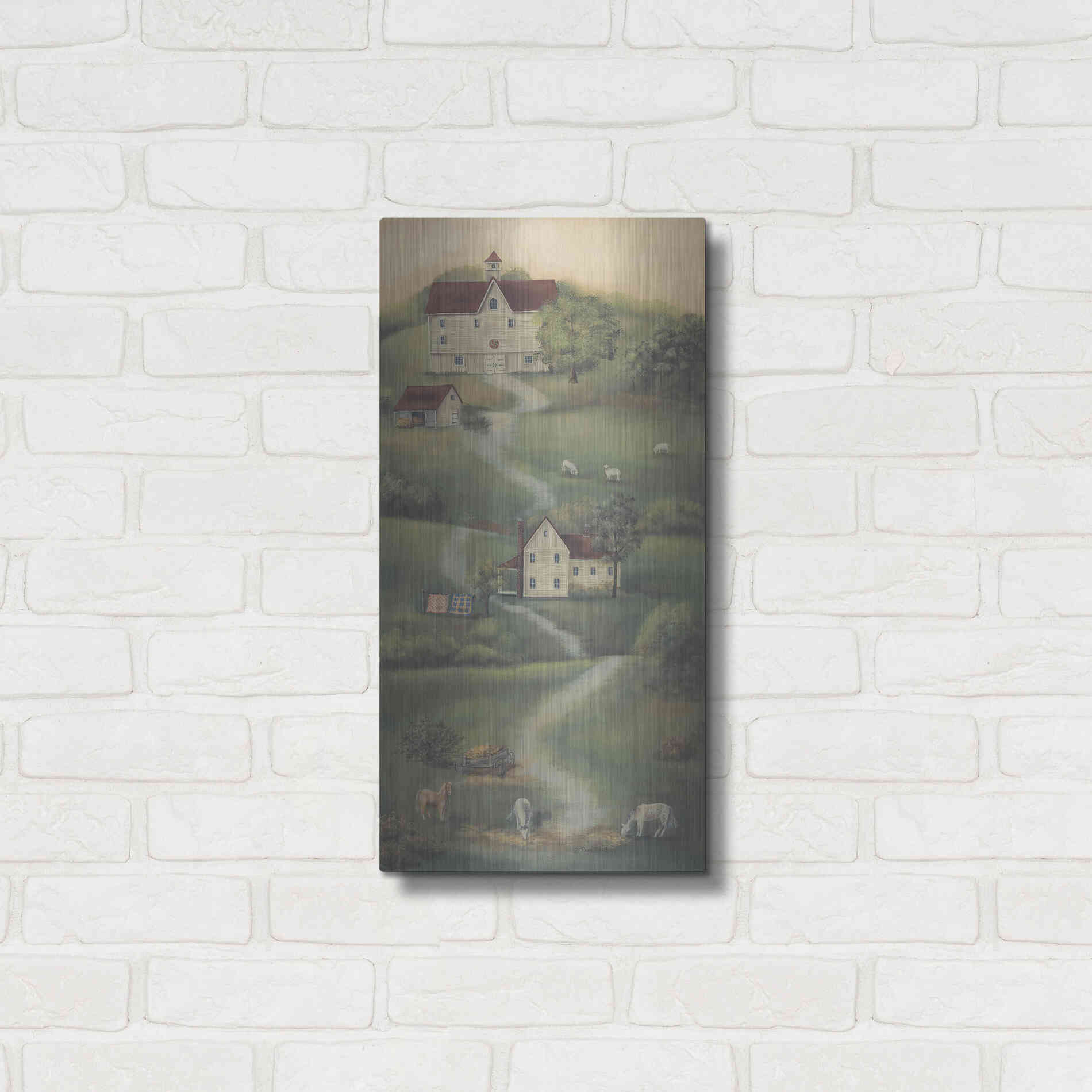 Luxe Metal Art 'Farm Life I' by Pam Britton, Metal Wall Art,12x24