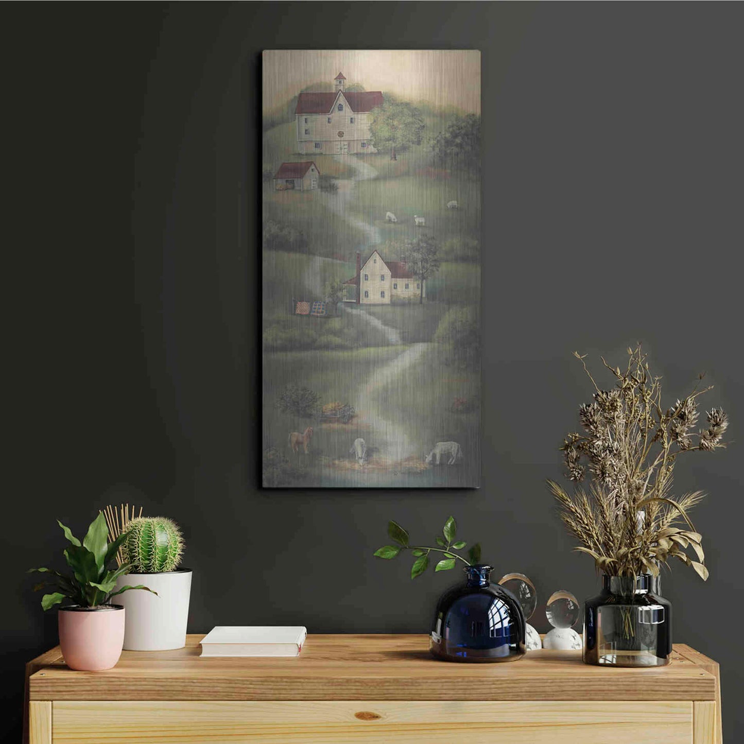 Luxe Metal Art 'Farm Life I' by Pam Britton, Metal Wall Art,12x24