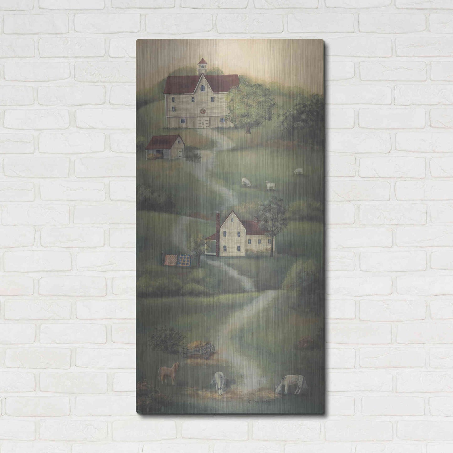 Luxe Metal Art 'Farm Life I' by Pam Britton, Metal Wall Art,24x48