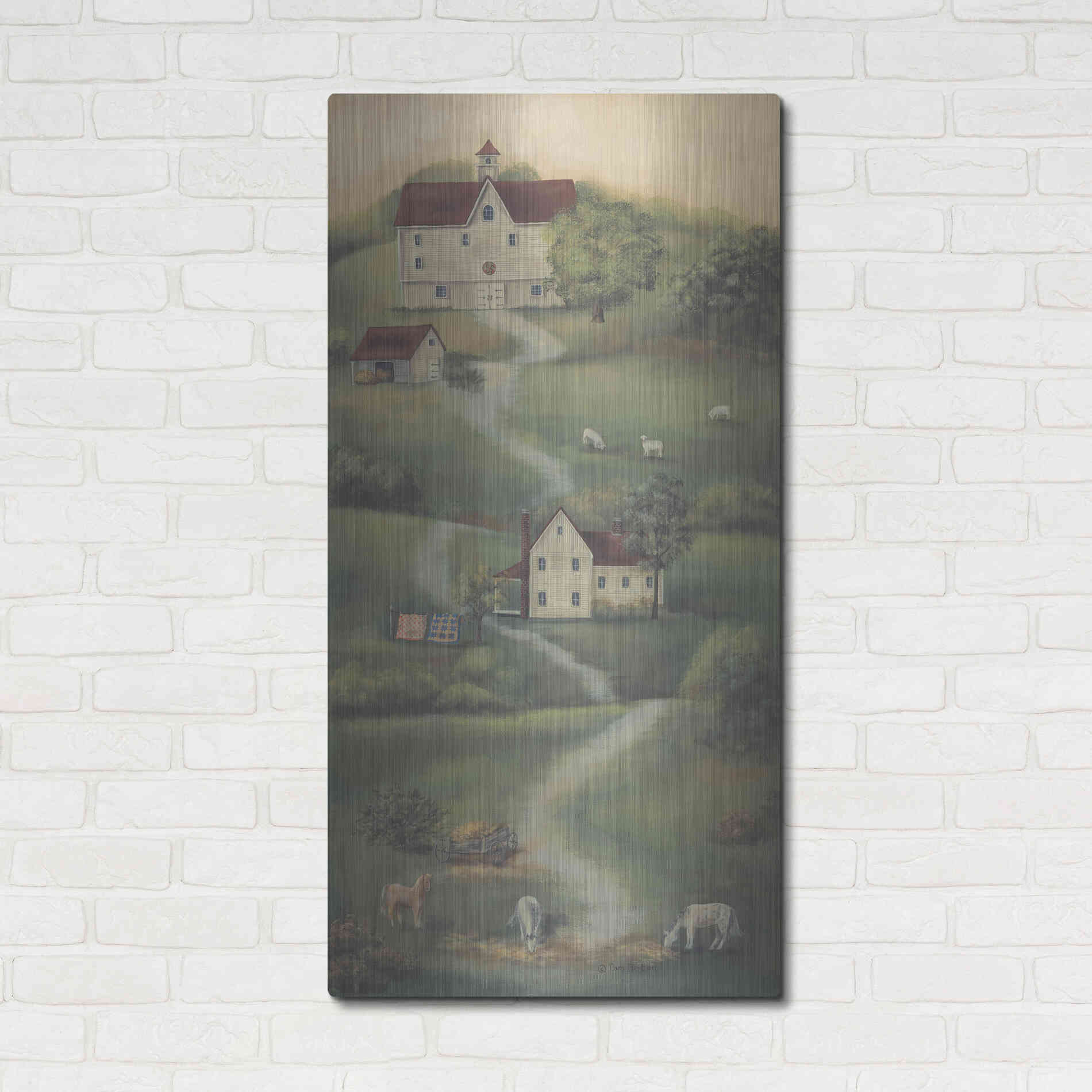 Luxe Metal Art 'Farm Life I' by Pam Britton, Metal Wall Art,24x48