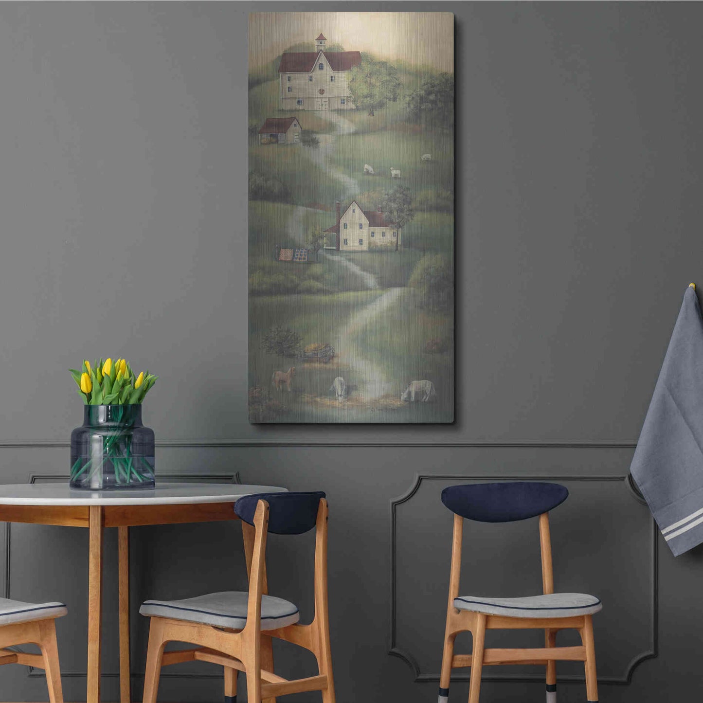 Luxe Metal Art 'Farm Life I' by Pam Britton, Metal Wall Art,24x48