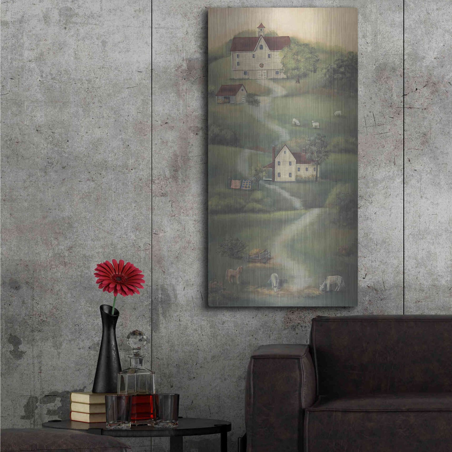 Luxe Metal Art 'Farm Life I' by Pam Britton, Metal Wall Art,24x48