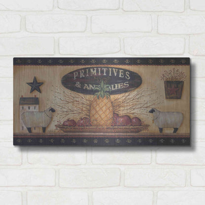 Luxe Metal Art 'Primitives & Antiques Shelf' by Pam Britton, Metal Wall Art,24x12