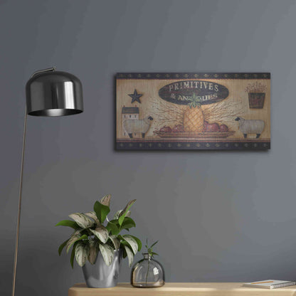 Luxe Metal Art 'Primitives & Antiques Shelf' by Pam Britton, Metal Wall Art,24x12