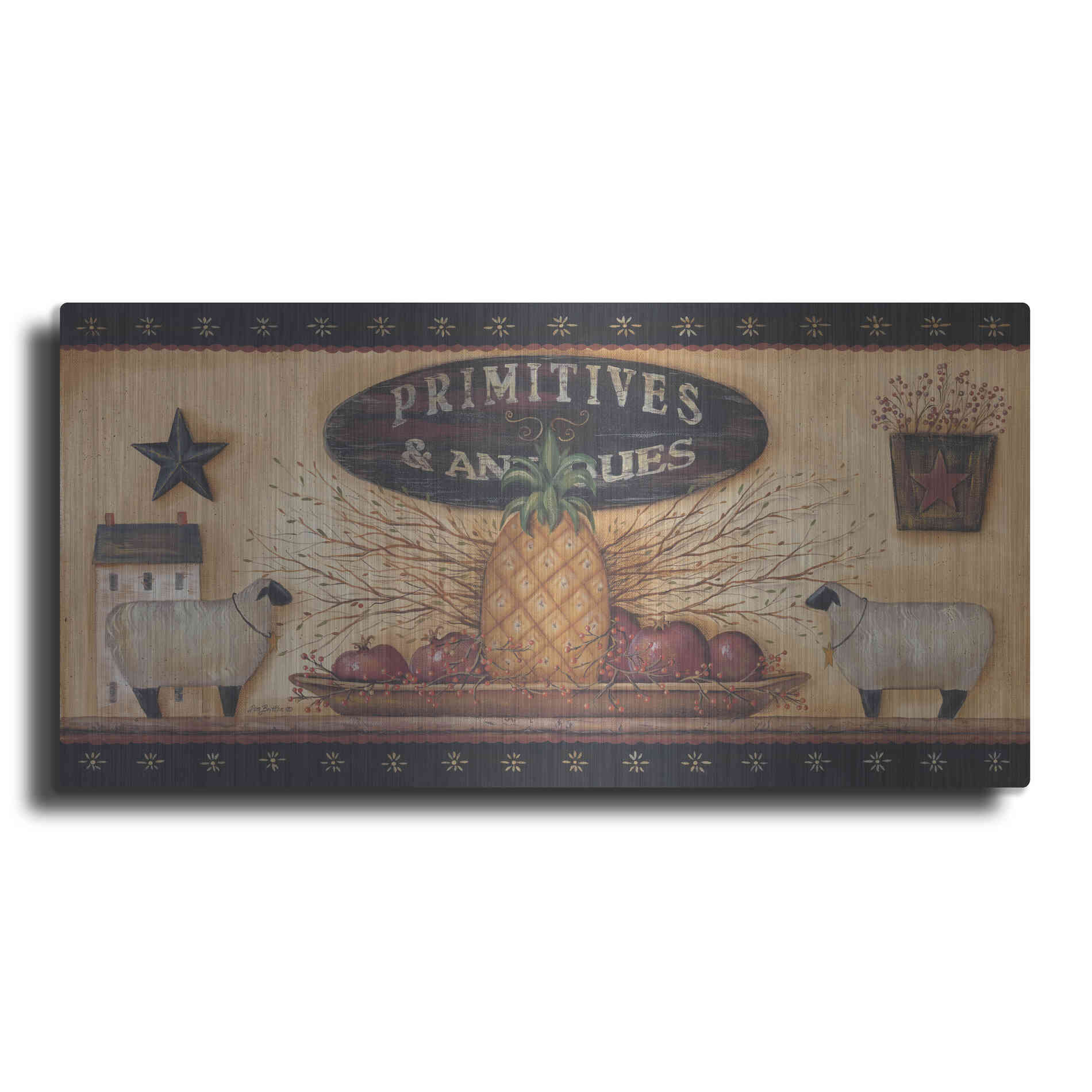 Luxe Metal Art 'Primitives & Antiques Shelf' by Pam Britton, Metal Wall Art