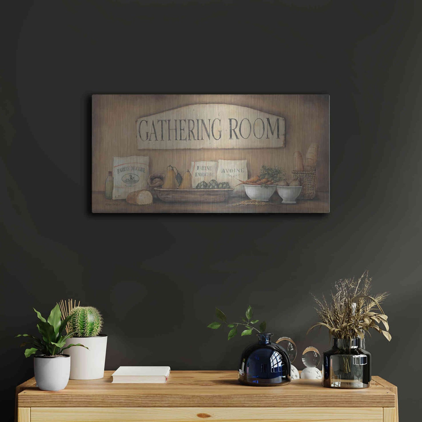 Luxe Metal Art 'Gathering Room' by Pam Britton, Metal Wall Art,24x12