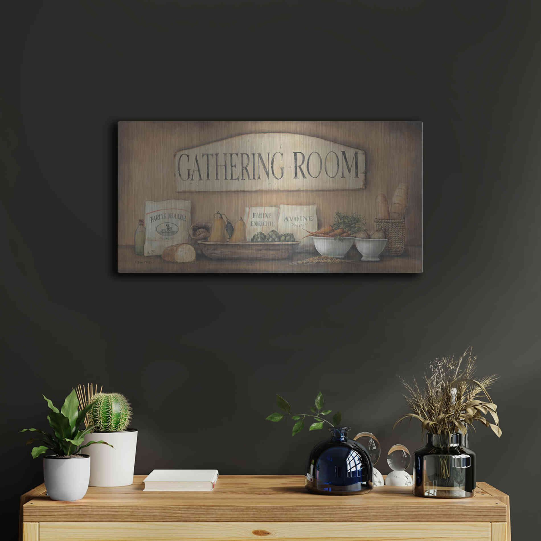 Luxe Metal Art 'Gathering Room' by Pam Britton, Metal Wall Art,24x12