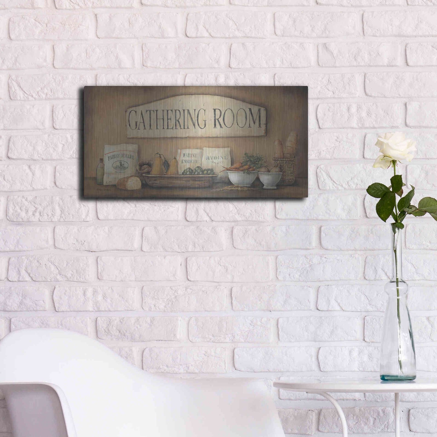 Luxe Metal Art 'Gathering Room' by Pam Britton, Metal Wall Art,24x12