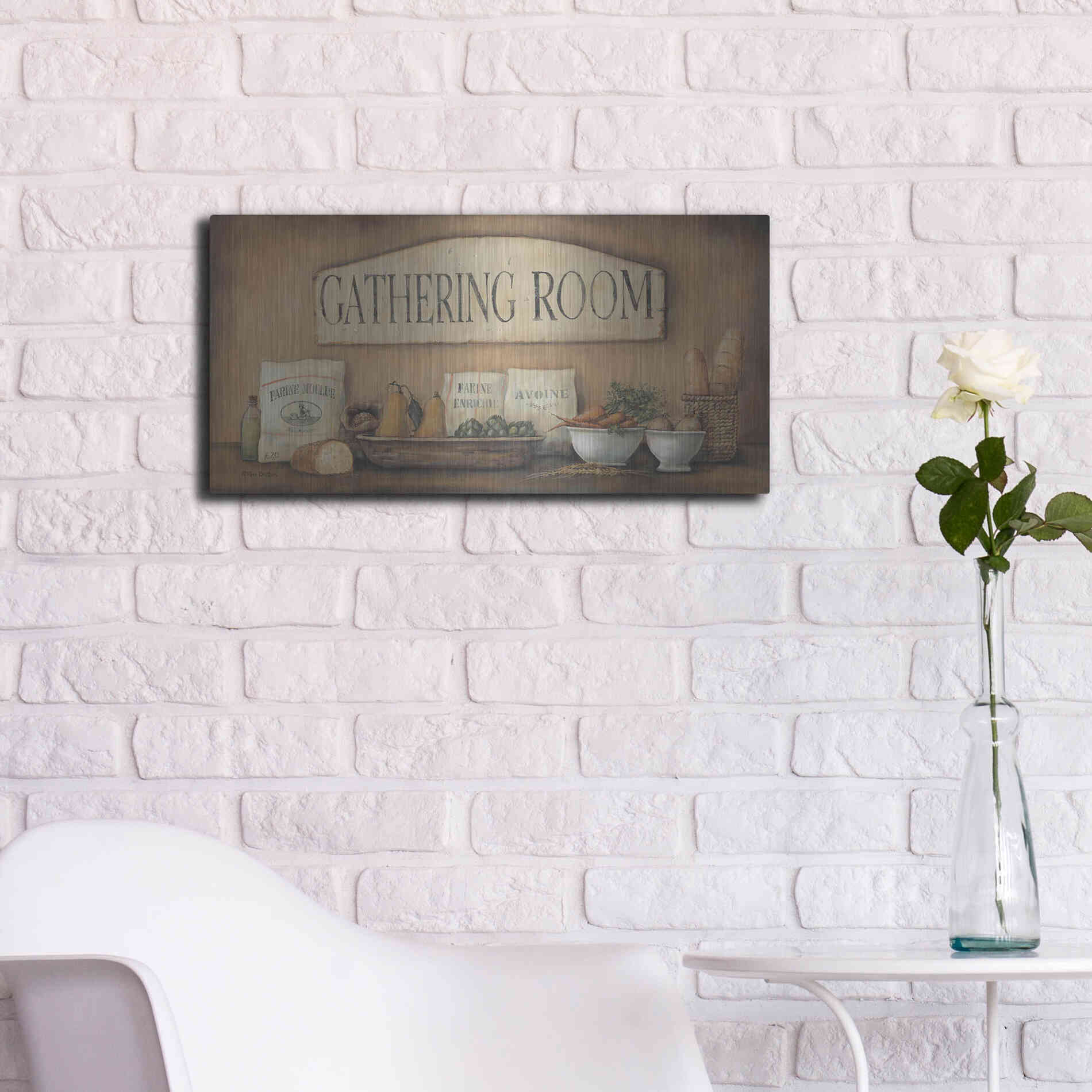 Luxe Metal Art 'Gathering Room' by Pam Britton, Metal Wall Art,24x12
