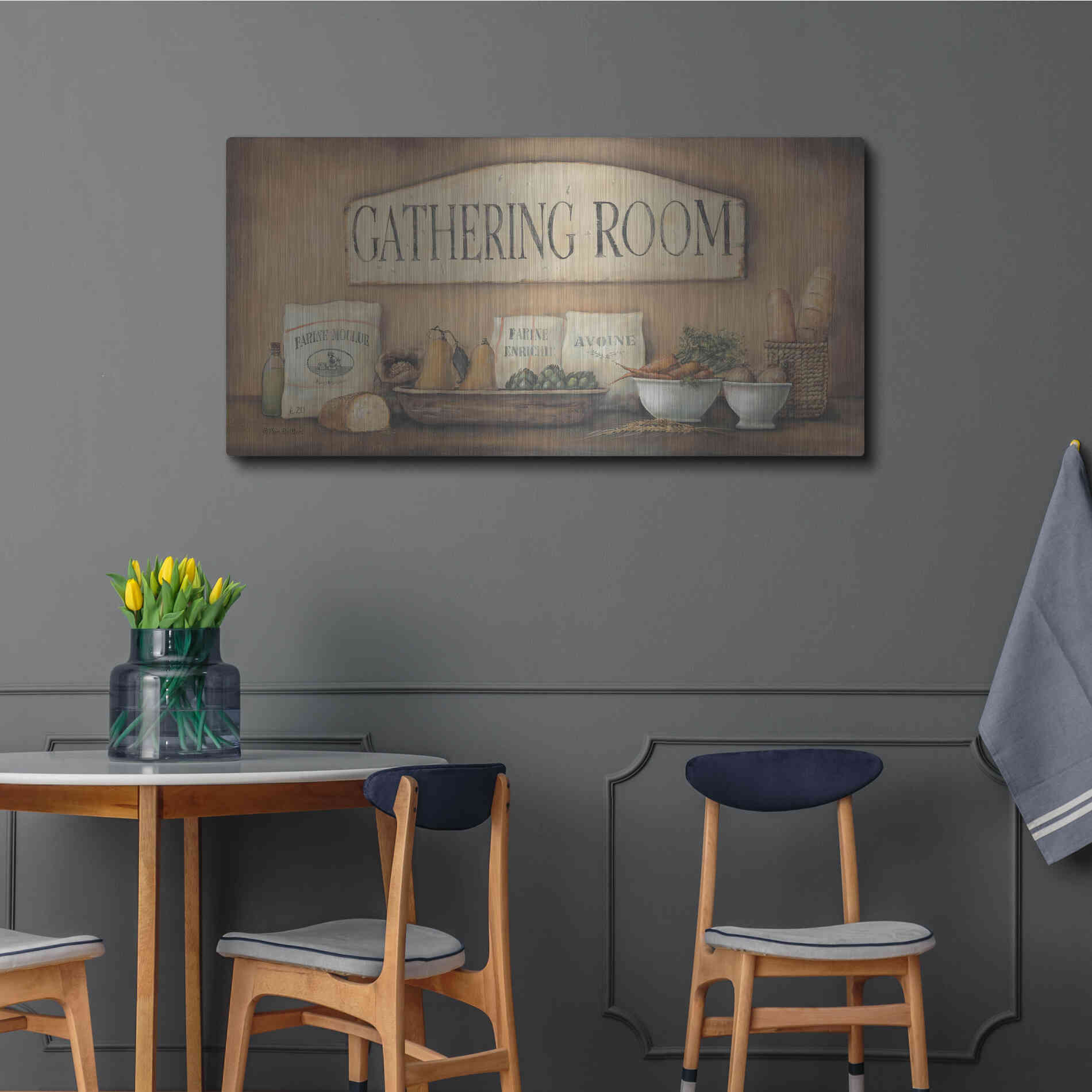 Luxe Metal Art 'Gathering Room' by Pam Britton, Metal Wall Art,48x24