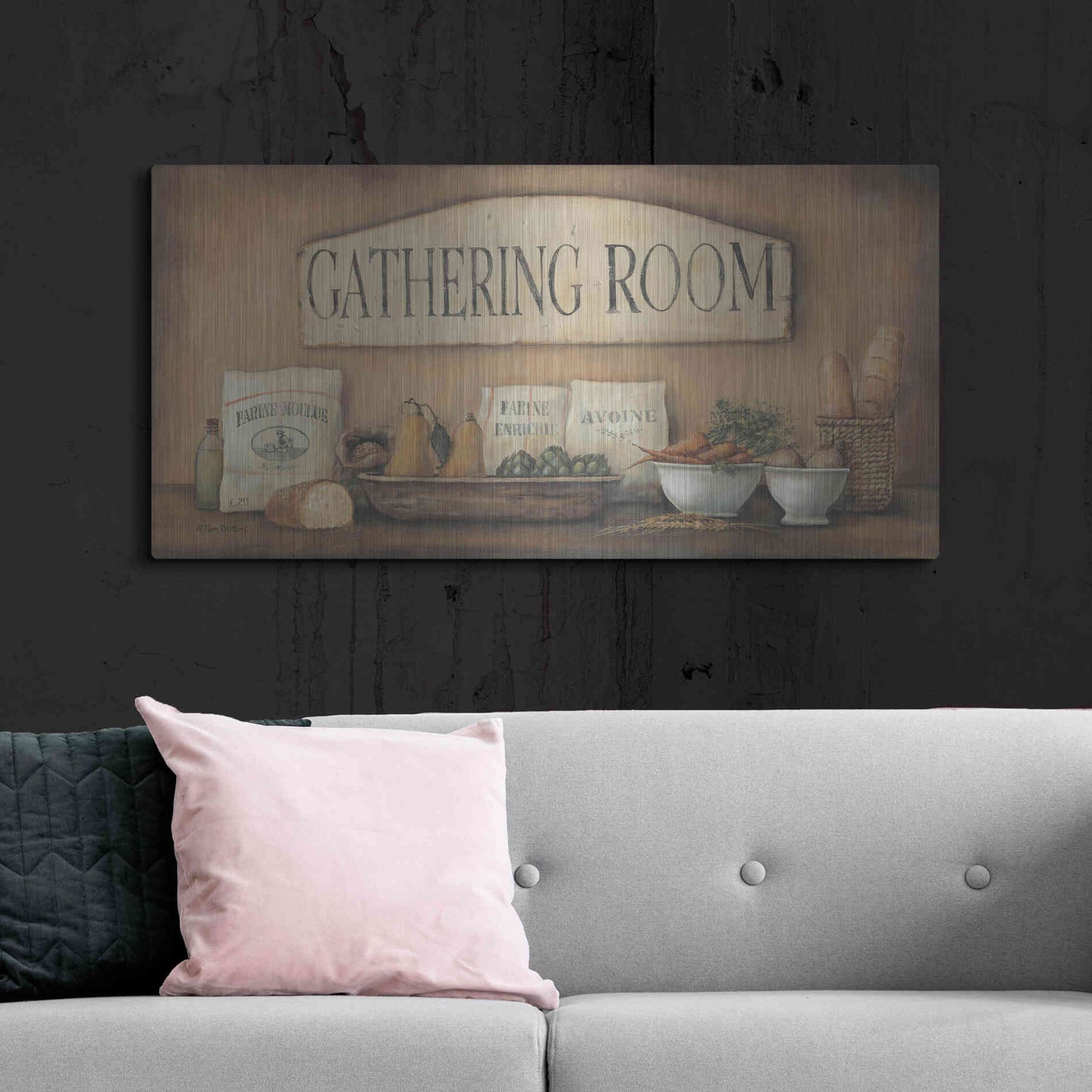 Luxe Metal Art 'Gathering Room' by Pam Britton, Metal Wall Art,48x24