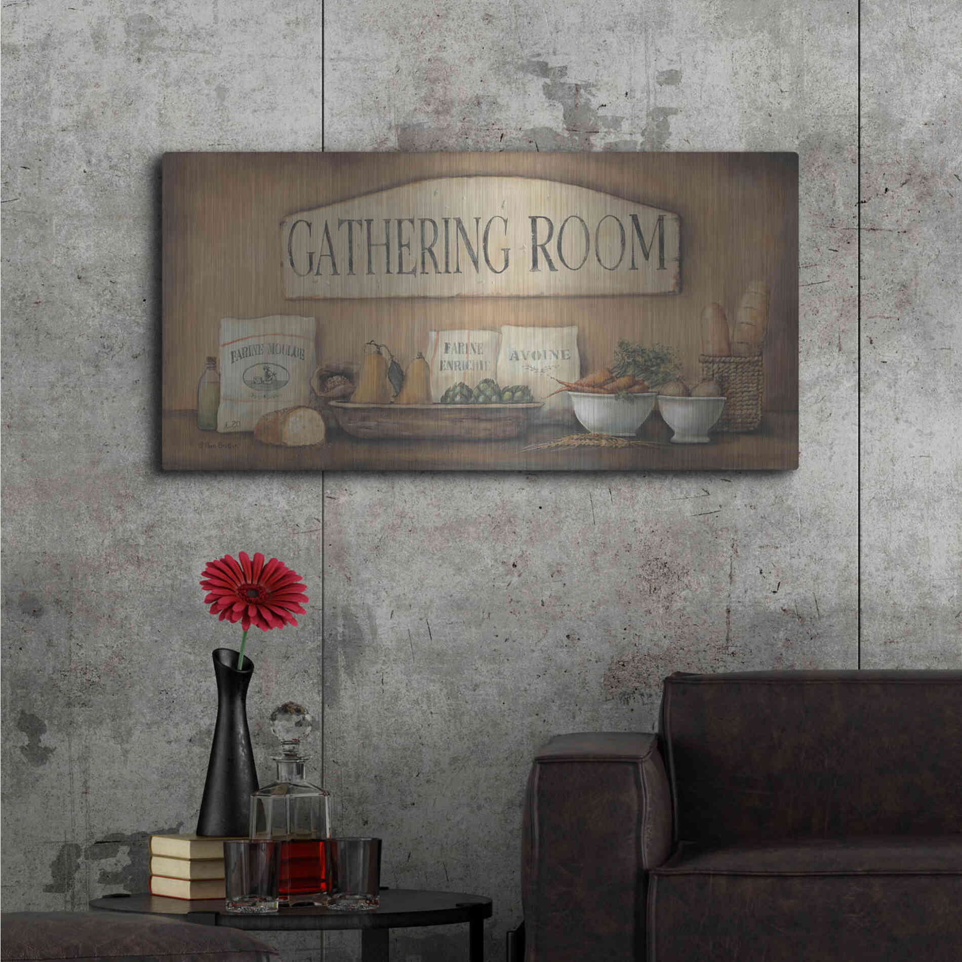 Luxe Metal Art 'Gathering Room' by Pam Britton, Metal Wall Art,48x24