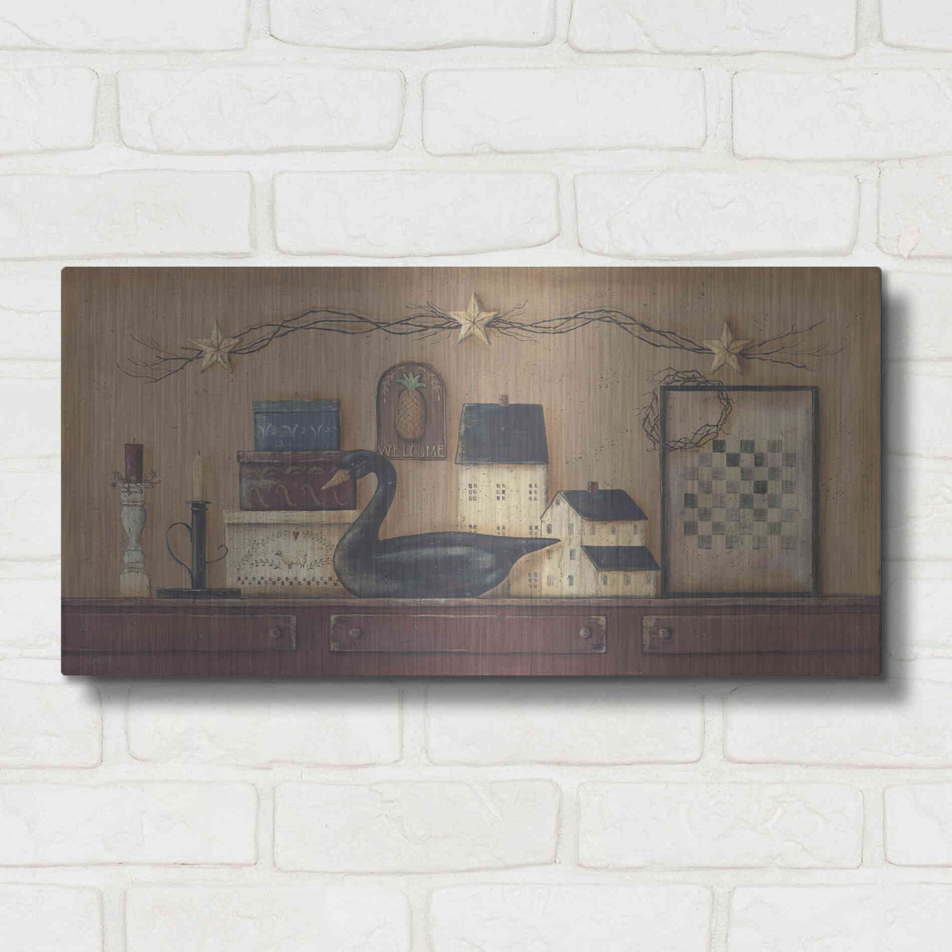 Luxe Metal Art 'A Prim Collection' by Pam Britton, Metal Wall Art,24x12