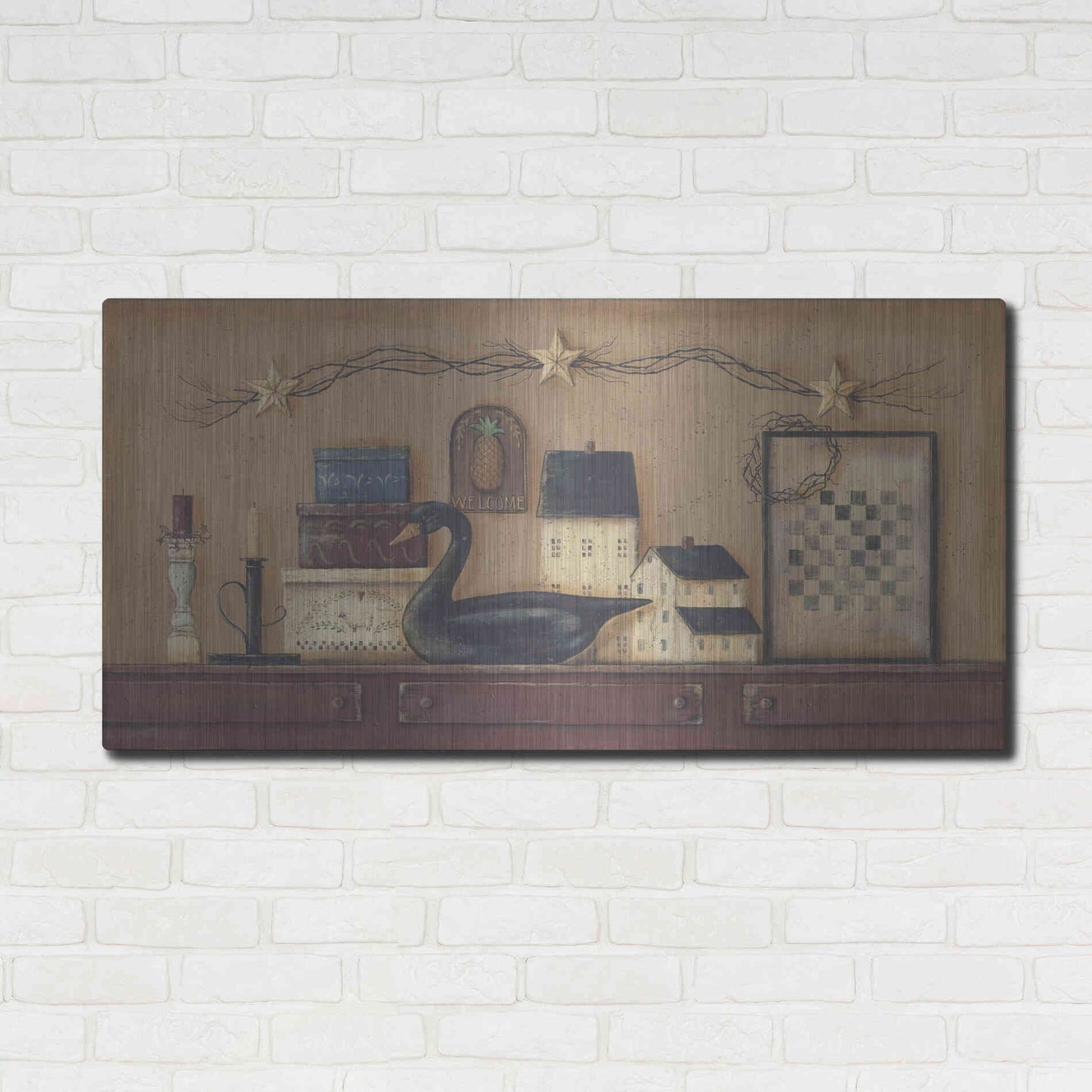 Luxe Metal Art 'A Prim Collection' by Pam Britton, Metal Wall Art,48x24