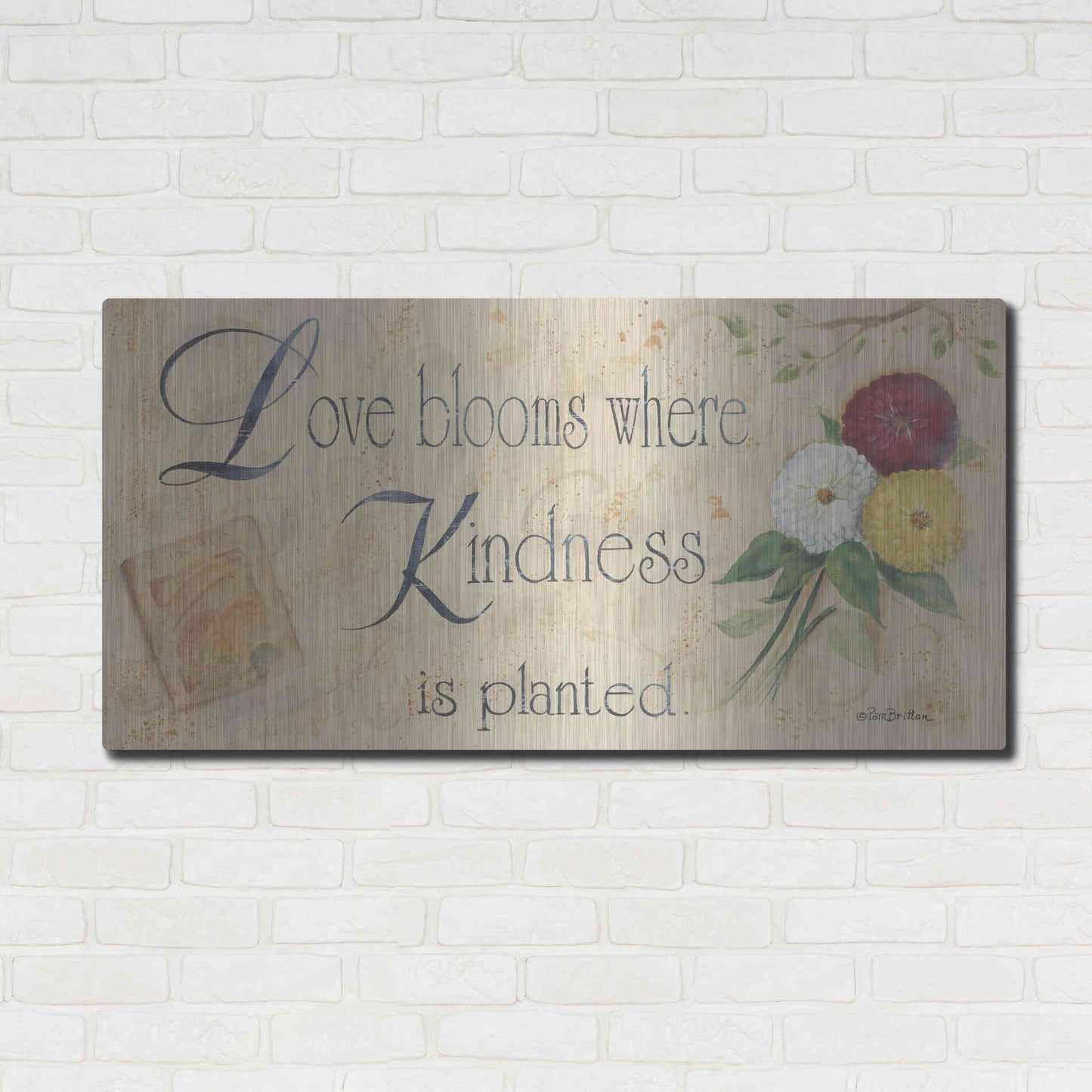 Luxe Metal Art 'Love Blooms' by Pam Britton, Metal Wall Art,48x24