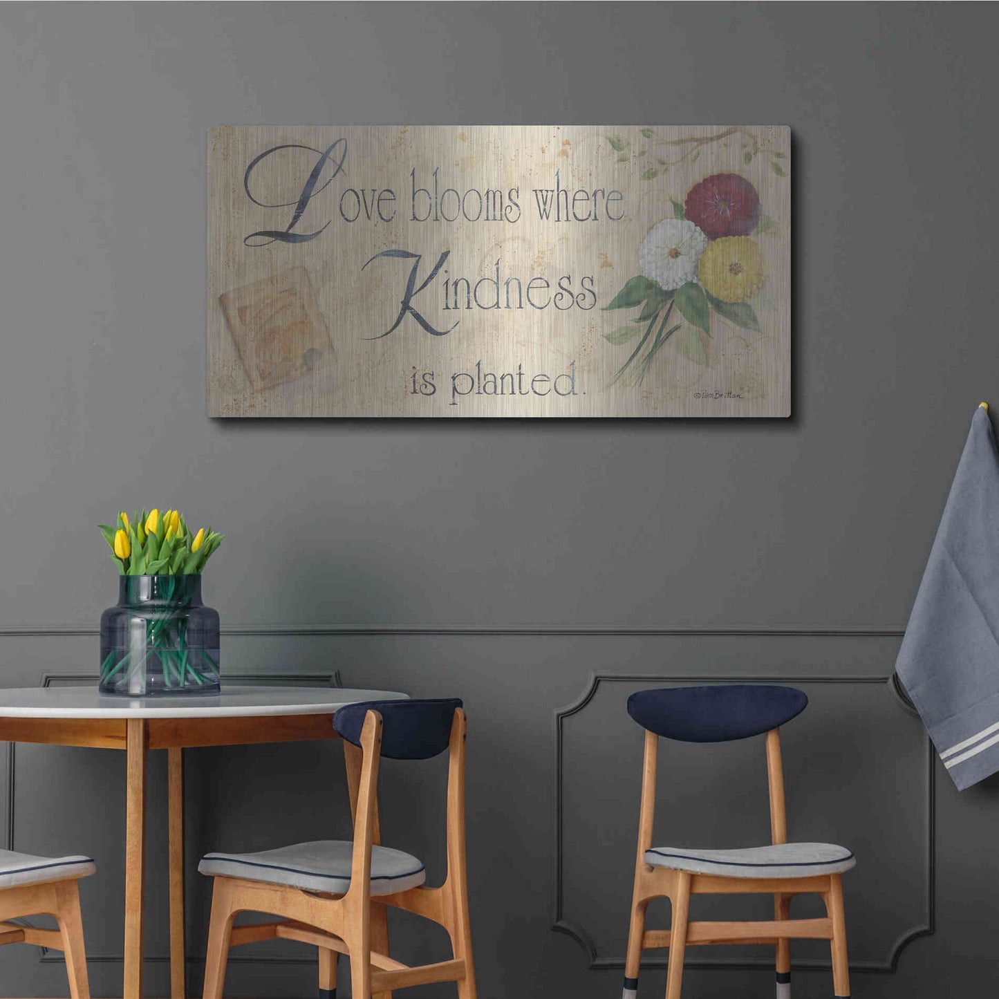 Luxe Metal Art 'Love Blooms' by Pam Britton, Metal Wall Art,48x24