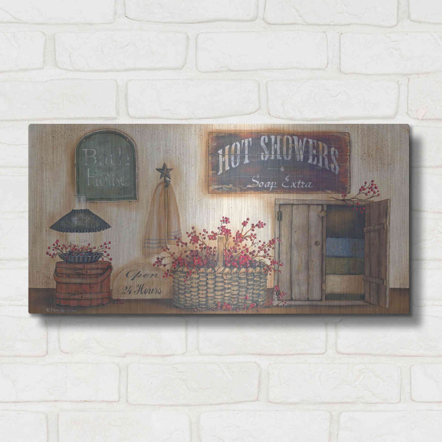 Luxe Metal Art 'Bath House' by Pam Britton, Metal Wall Art,24x12