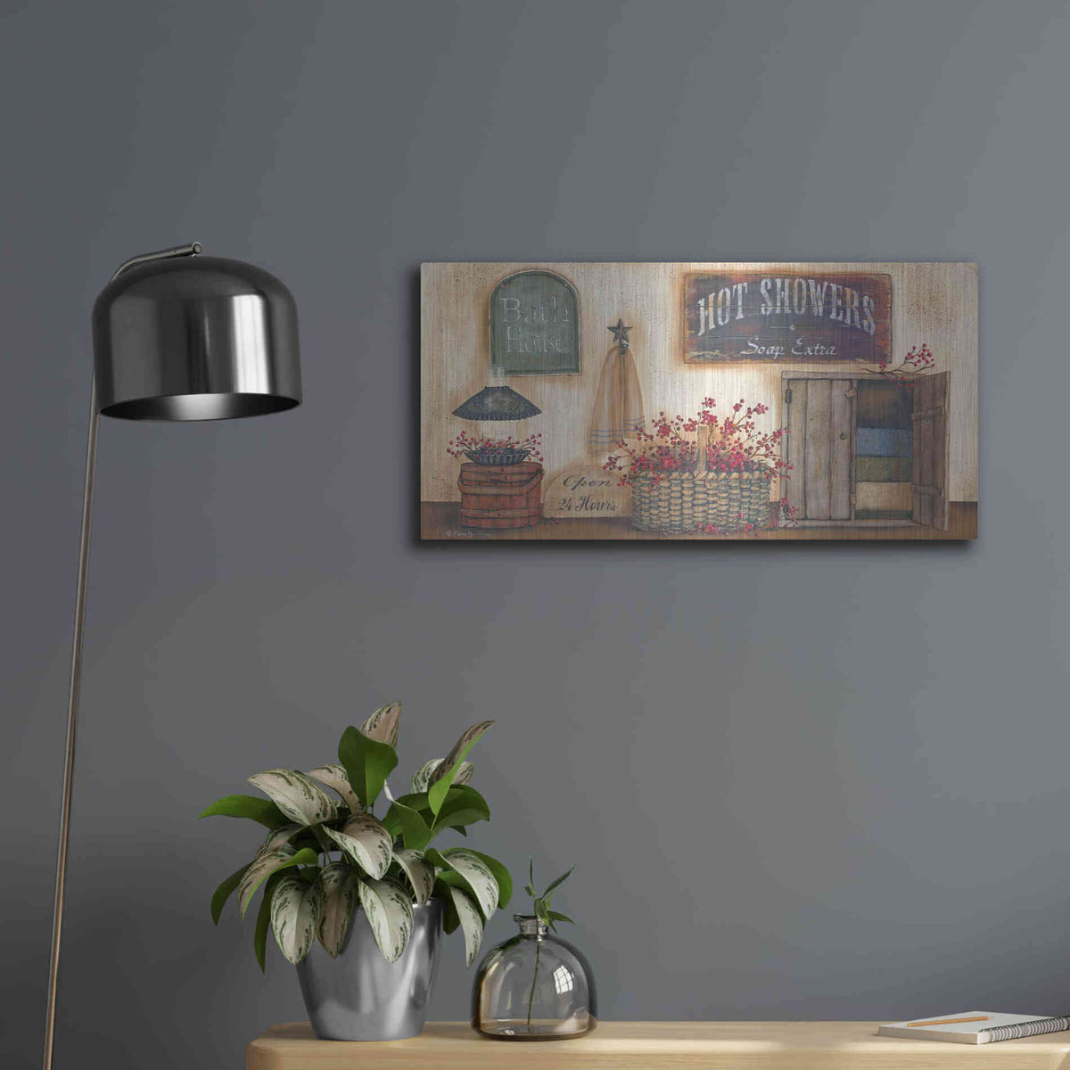 Luxe Metal Art 'Bath House' by Pam Britton, Metal Wall Art,24x12
