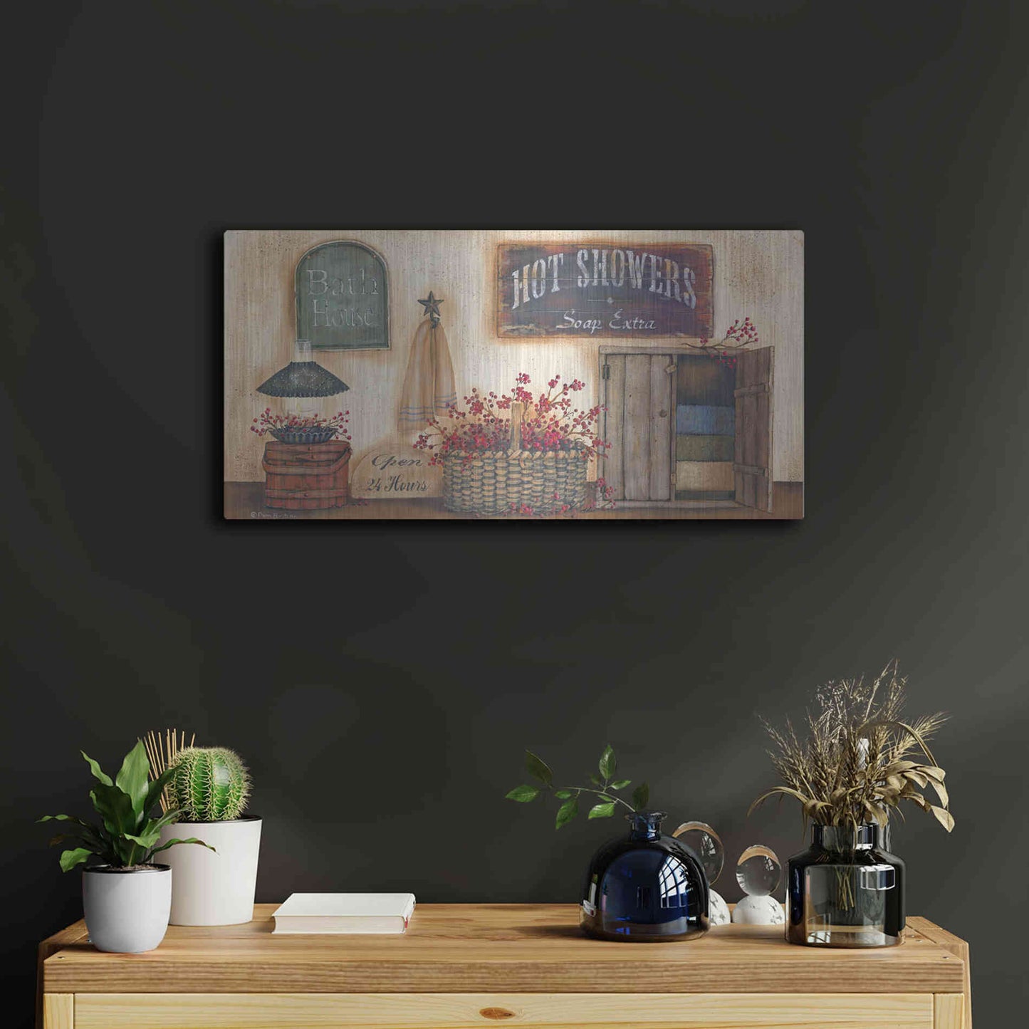 Luxe Metal Art 'Bath House' by Pam Britton, Metal Wall Art,24x12