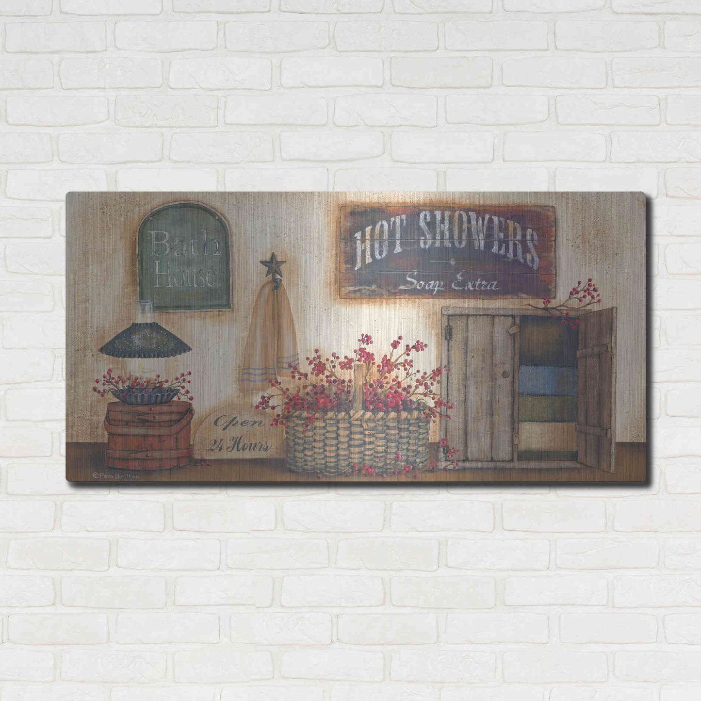 Luxe Metal Art 'Bath House' by Pam Britton, Metal Wall Art,48x24