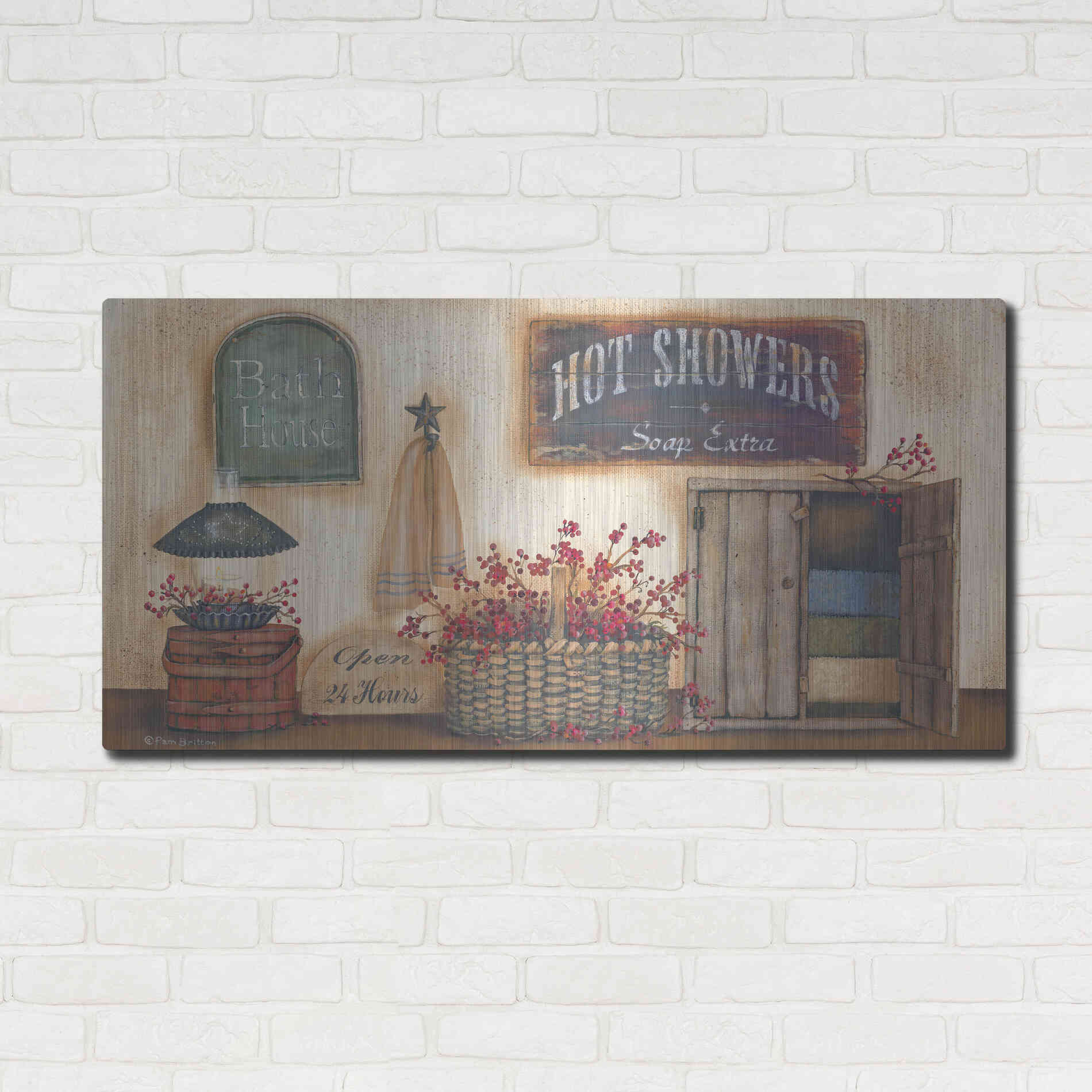 Luxe Metal Art 'Bath House' by Pam Britton, Metal Wall Art,48x24