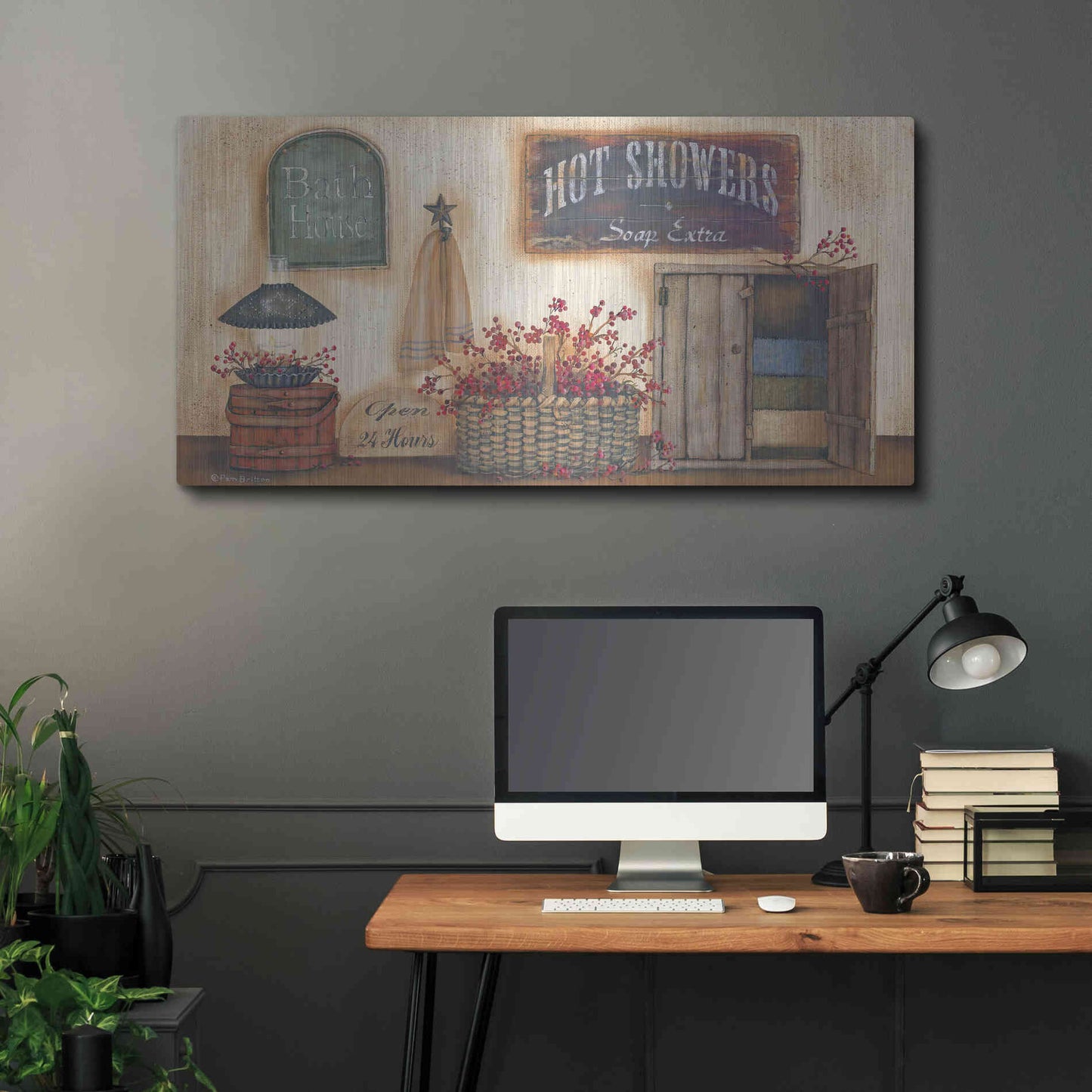 Luxe Metal Art 'Bath House' by Pam Britton, Metal Wall Art,48x24